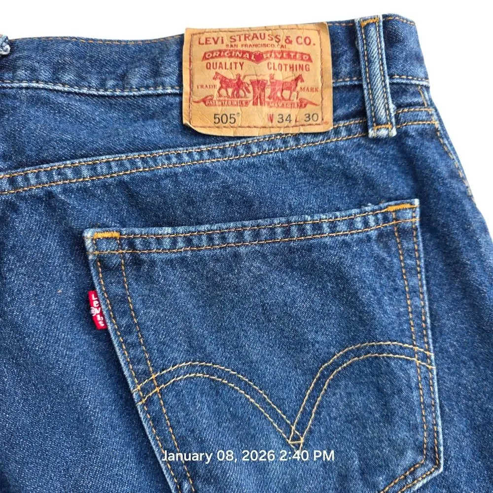 Levi’s 505 Men’s Jeans W34 L30 Medium Wash Straight Leg Denim USA
